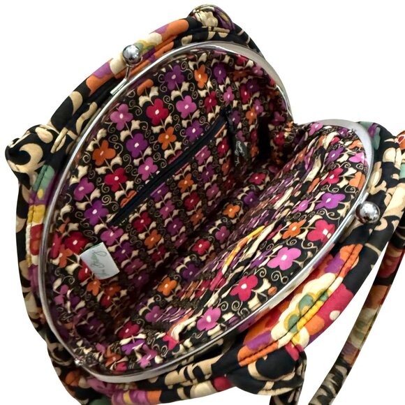 Vera Bradley Women's Satchel Bag Eloise Suzani Floral Black Quilted Kiss Lock - Picture 4 of 9